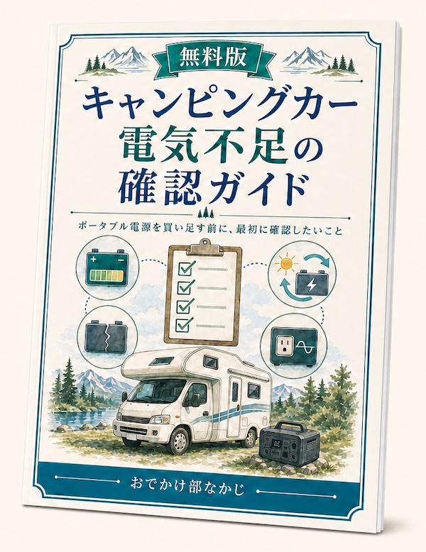 無料版 キャンピングカー電気不足の確認ガイドの冊子イメージ